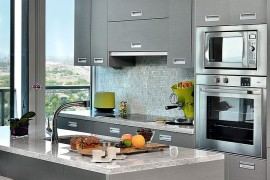 Elegant use of gray in the small contemporary kitchen [From: Arnal Photography]