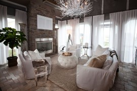 Fabulous chandelier steals the show in this dashing living space [Design: R. Cartwright Design]