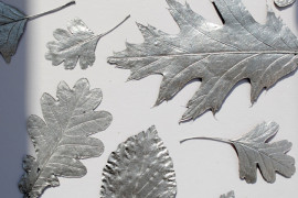 Fall leaves painted in silver
