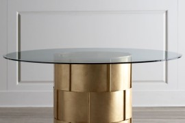Glam metal and glass dining table from Horchow