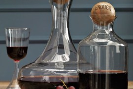 Glass bottles with wood stoppers from West Elm