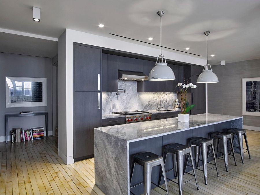 gray light grey modern kitchen