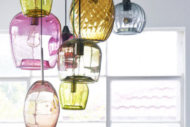 Handblown glass pendant lights by Mark Douglass