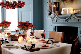 Holiday table featuring Jo Malone candles