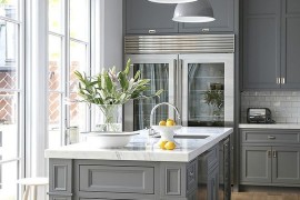 Industrial style pendant lighting for the kitchen in gray [Design: Kitchen & Bath Décor]