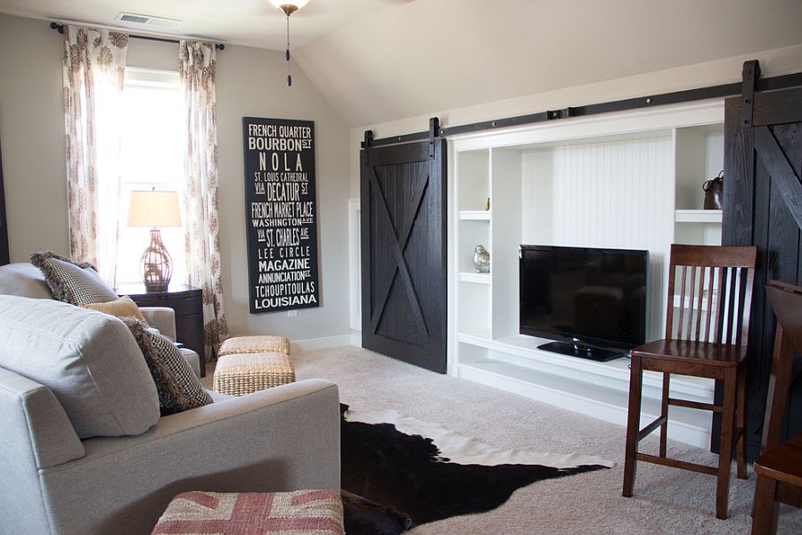 barn door to living room