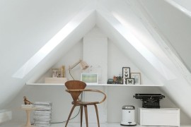 Interesting office desk that takes advantage of attic architecture