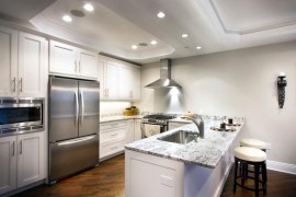 Kitchen with octagonal recessed ceilings