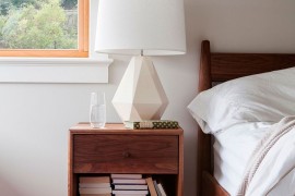 Large bedside lamp brings geometric style to the contemporary bedroom