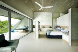Master bedroom of The Edge connected to the sunbed and pool area