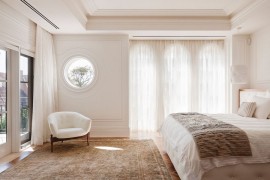 Moulding borders a recessed ceiling