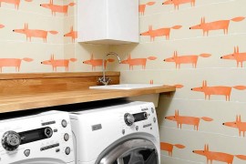 Mr. Fox wallpaper in the laundry