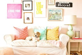 Pastel colors bring brightness to the small living room [From: Cynthia Lynn Photography]