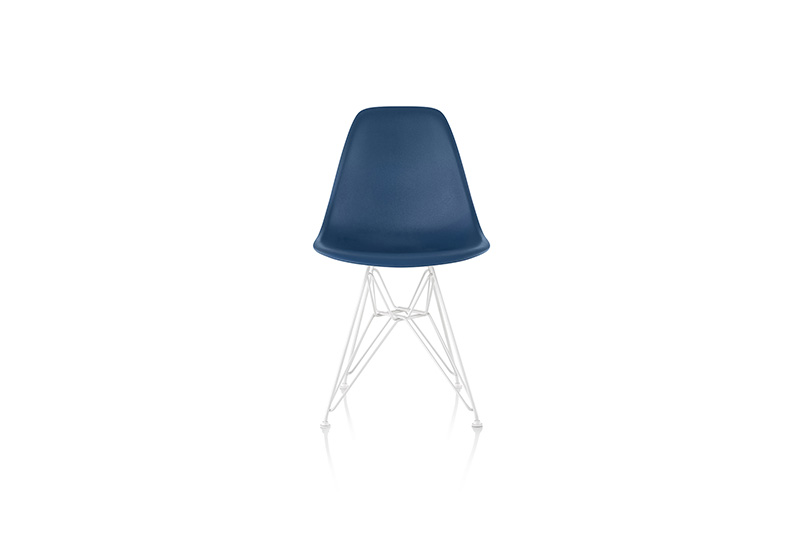 Plastic side chair and Eiffel base