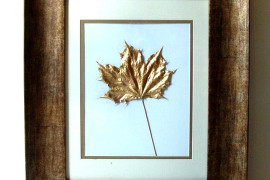 Pressed leaves painted in gold