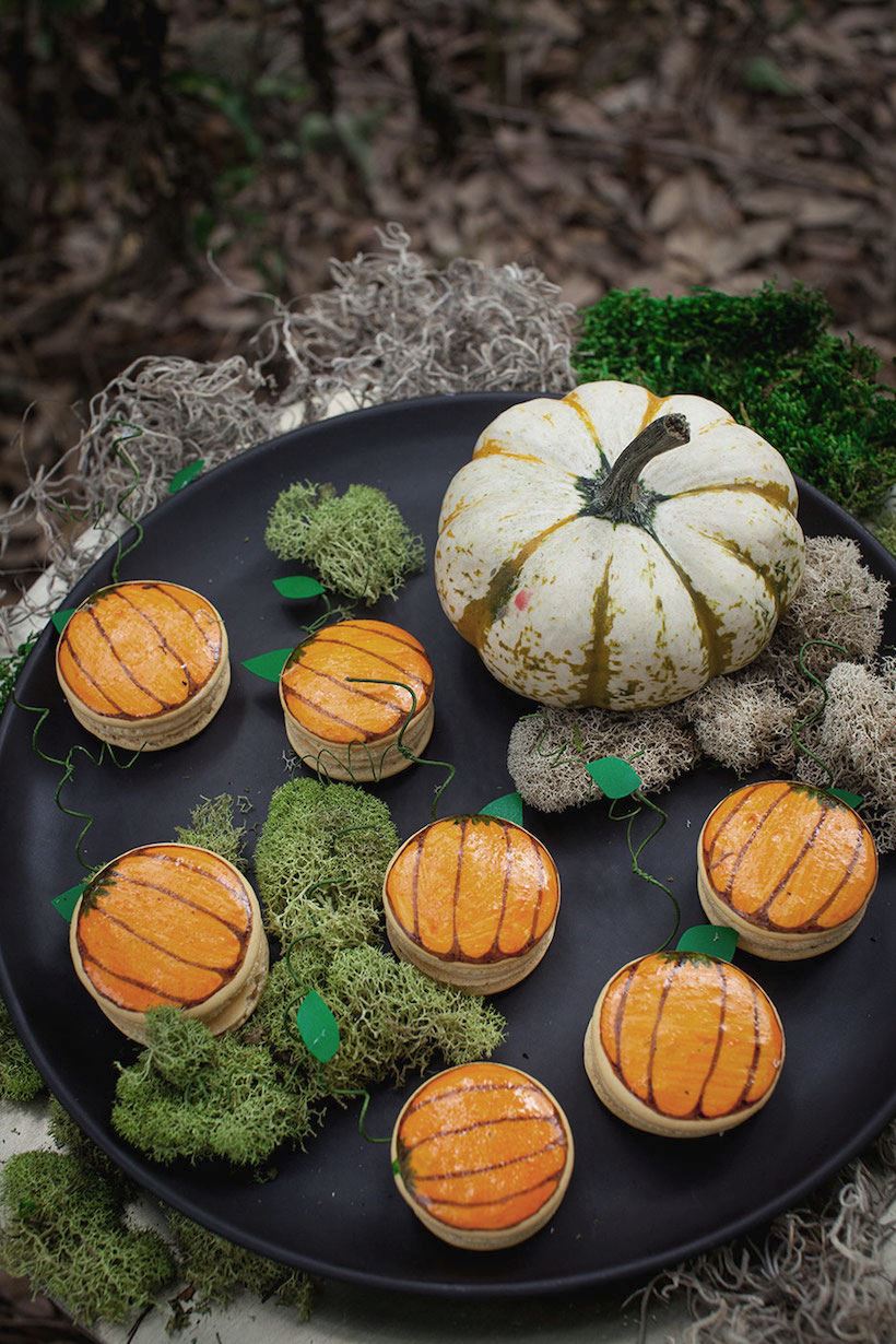 Pumpkin macarons from Camille Styles