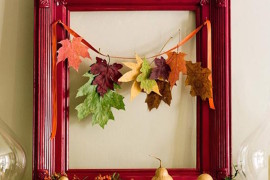 Small garland of leaves with a beautiful red frame