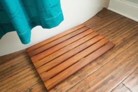 Solid teak bath mat