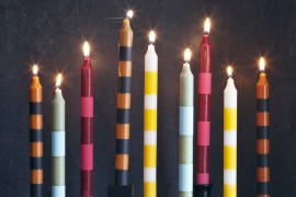 Striped candlesticks from A Beautiful Mess
