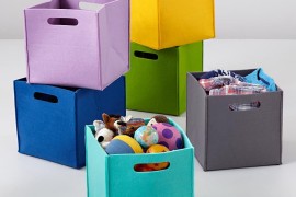 Sturdy felt cube bins from The Land of Nod