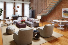 Stylish living room of an urban loft in Chicago