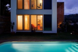 Warm lighting and illuminated pool paint a pretty picture