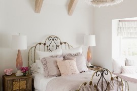 White feather pendant is ideal for the shabby chic bedroom