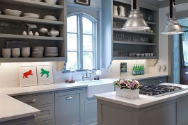 White subway tiles and gray cabinets seem like a timeless combination indeed [Design: Sally Wheat Interiors]