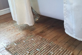Wine cork bath mat with a subtle pattern