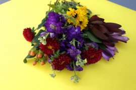 A grocery store bouquet of flowers