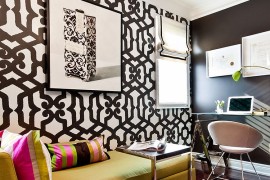 Add some snazzy color and pattern to your black and white home office