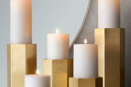 Brass hexagonal candle holders from RH Modern