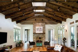 Ceiling spotlights in a modern eclectic living room