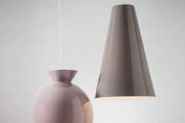 Conemporary pendant lamps in glossy pink