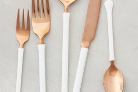Copper and painted flatware from Anthropologie