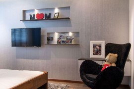 Cozy reading nook in the corner of the master bedroom