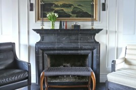 Custom marble fireplace in a traditional room