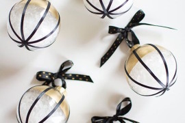 DIY black, white, and gold Christmas ornaments