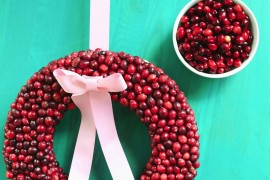 DIY cranberry wreath from a Beautiful Mess