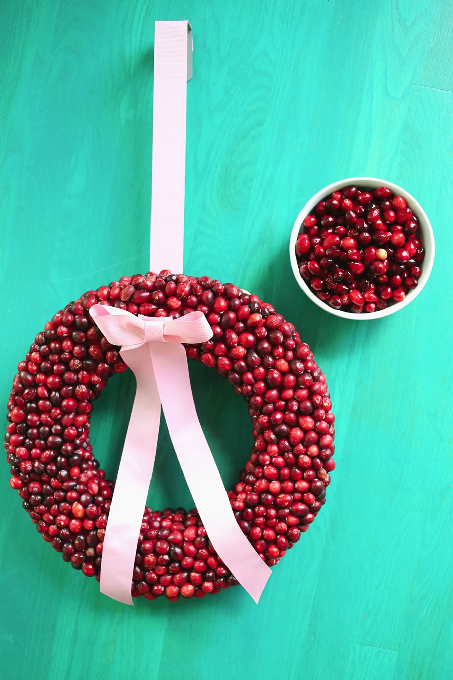 DIY cranberry wreath from a Beautiful Mess