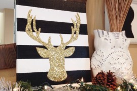 DIY gold glitter deer head canvas