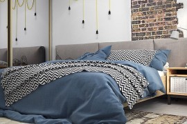 Expose a small section of the brick wall in bedroom for a sense of intrigue! [Design: Vitta-Group]