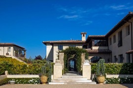 Fabulous entry of the Malibu home with distinct Tuscan appeal