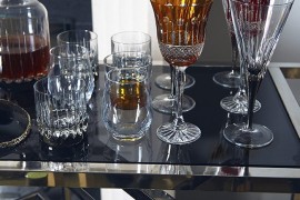 Festive glassware for the holiday bar cart