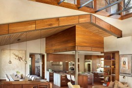 High ceiling and open plan living area of the Vail Residence