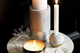 Holiday decor in marble, concrete and brass