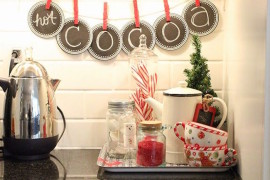 Hot Cocoa holiday themed banner in kitchen