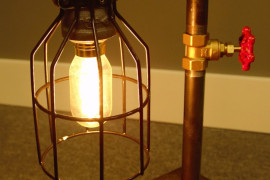 Industrial lamp with light switch, plugs, and USB ports from HomeProsPlus