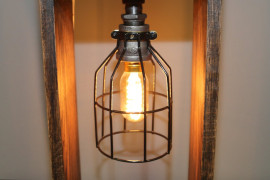 Industrial lamp with oak base from HomeProsPlus