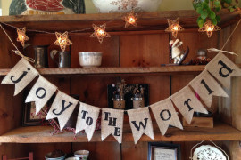 Joy to the World burlap holiday banner